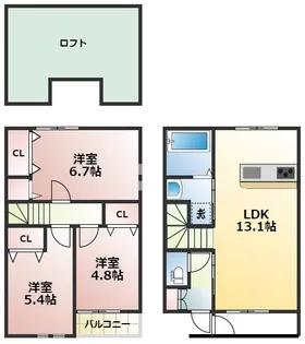 熊本県熊本市西区島崎3【一戸建】の間取り