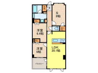 パークシュロス芦屋【3階】の間取り