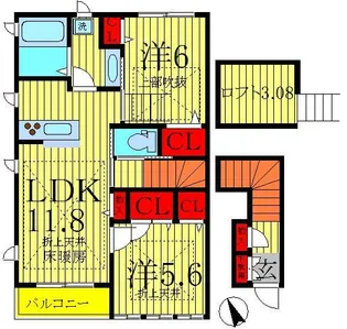 ルシェール弐番館【2階】の間取り