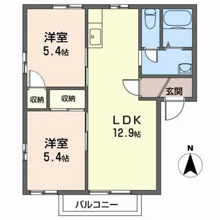 クレストコート西中田【2階】の間取り