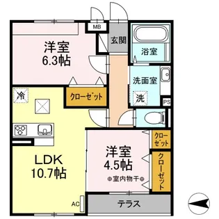 カーサ ビアンコ【1階】の間取り