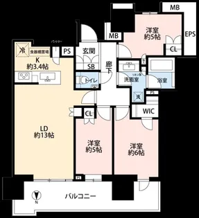 幕張ベイパーク ライズゲートタワー【17階】の間取り