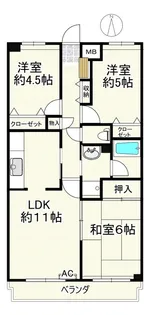 第六クリアーヴューヴィラ【4階】の間取り
