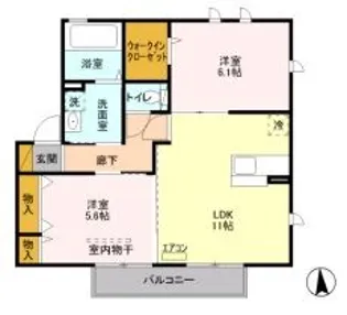 ラフレ仲道 D【1階】の間取り