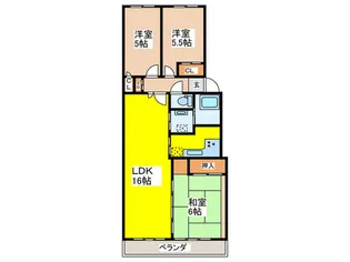 白鷺ハイム3号棟【2階】の間取り