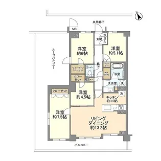 プレミスト津田山【5階】の間取り