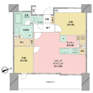 レーベンリヴァーレココキューブ【10階】の間取り