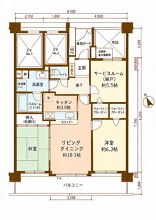 ライオンズガーデン武蔵野台【6階】の間取り