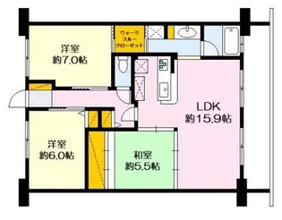 サーパスシティ江波【6階】の間取り