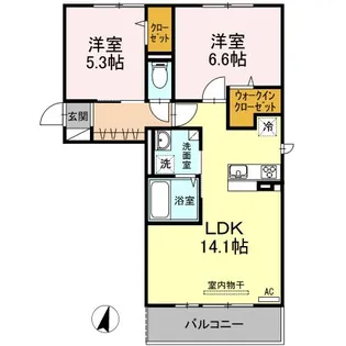 ディアレストコート大和【2階】の間取り