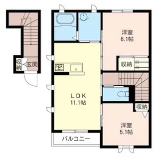 2LDKの間取り画像