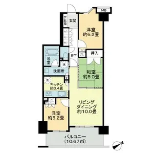 ライオンズクオーレ幕張マークスフォート【6階】の間取り