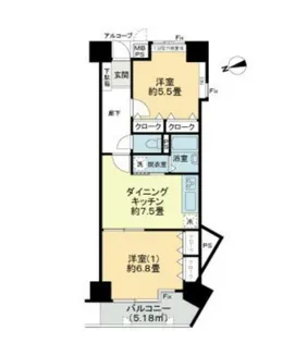 シーサイド片瀬江ノ島【4階】の間取り
