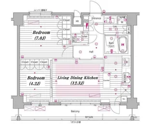 グランド・ガーラ白金高輪【12階】の間取り