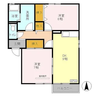 D-ROOM フラワーレジデンス森田 六番館201【2階】の間取り