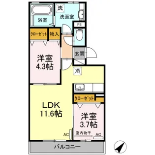 ルクプル A棟【3階】の間取り