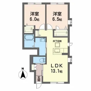 ルナ沖野【1階】の間取り