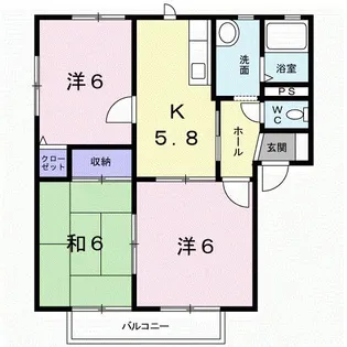 ラ・ペジュブルA【2階】の間取り
