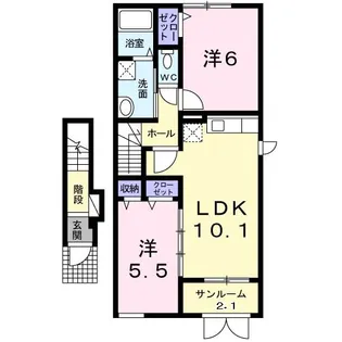 サン パティオA【2階】の間取り