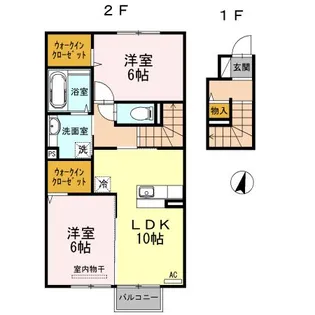 クローバーハウス E【2階】の間取り
