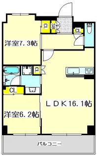 ユークオーレ江坂【3階】の間取り
