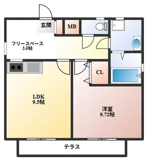 ノアール岡町【1階】の間取り