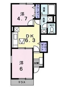 セントポーンズB【1階】の間取り