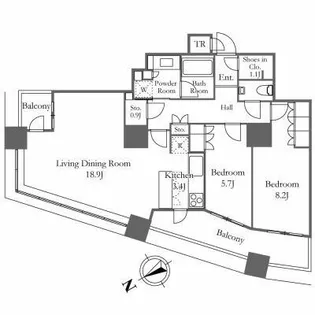 ザ・パークハウス西新宿タワー60【21階】の間取り