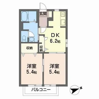 ハッピープレイス B【2階】の間取り