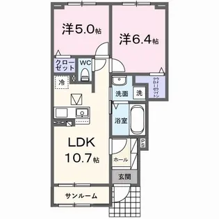 アンソレイエ高浜I【1階】の間取り