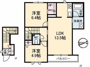 シャーメゾン トムテA【2階】の間取り