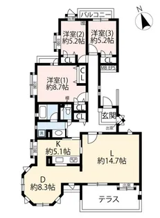 UR多摩ニュータウンビューコート別所【1階】の間取り