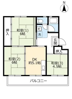 UR男山【5階】の間取り