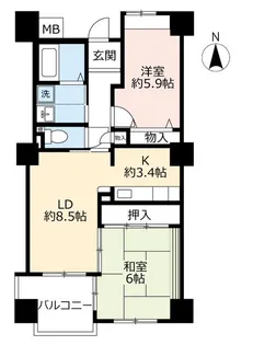 URフレール新開地6丁目【9階】の間取り