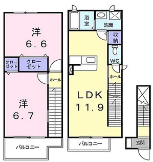 フィオーレシミズ【2階】の間取り