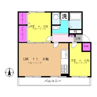 田園青葉台住宅団地6号棟【4階】の間取り