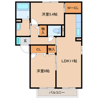 メゾンウイング【1階】の間取り