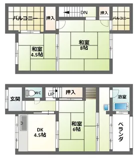 大阪府大阪市住吉区大領4【一戸建】の間取り