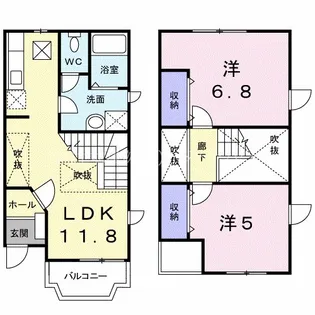 アスモみゆき 2番館の間取り