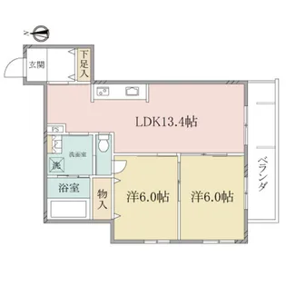 2LDKの間取り画像