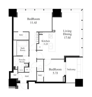 白金ザ・スカイ東棟【25階】の間取り