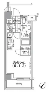 ワンルーフフラット月島【2階】の間取り