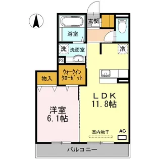 1LDKの間取り画像