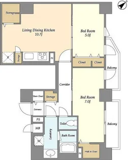 ミレドゥーエ門前仲町【7階】の間取り