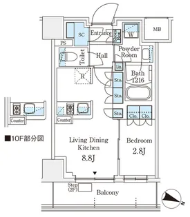 パークアクシス横浜阪東橋【10階】の間取り