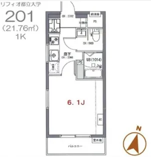 リフィオ都立大学【2階】の間取り