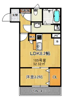 ラシーネ宮町【1階】の間取り