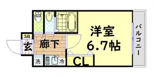 プレサンス新町ウィズジョイ【2階】の間取り