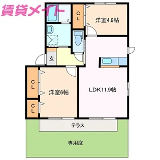 ハーヴェスト【1階】の間取り