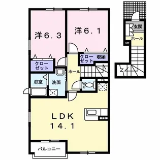 ラッフィナート・カーサ四番館【2階】の間取り